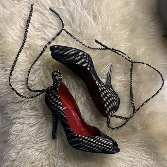 Vintage Rare Pierre Hardy Fishnet Peep Toe wrap ankle strap heels 36.5 - Picture 6 of 9